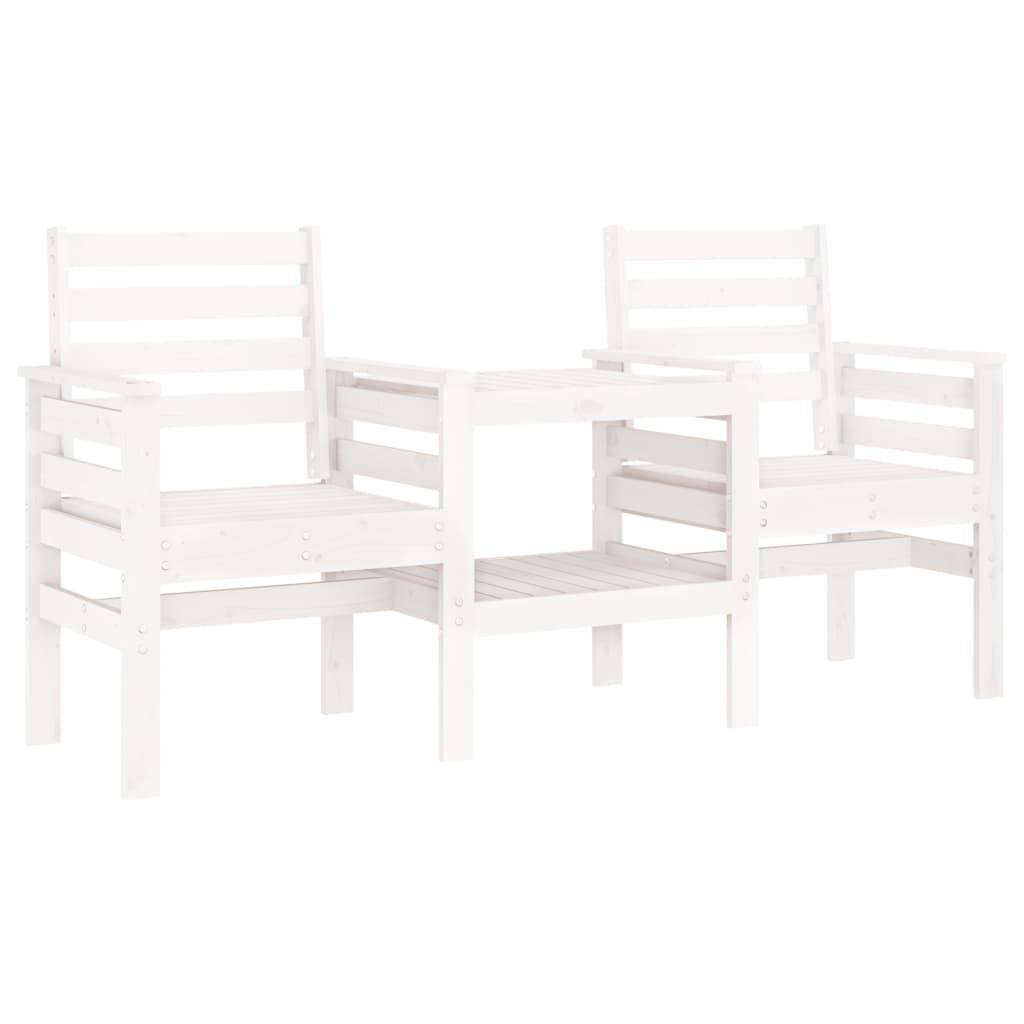 Maison Chic - Banc de jardin - Banc d'extérieur - Banquette avec table 2 places blanc bois massif de pin-JU13925 - Image 1