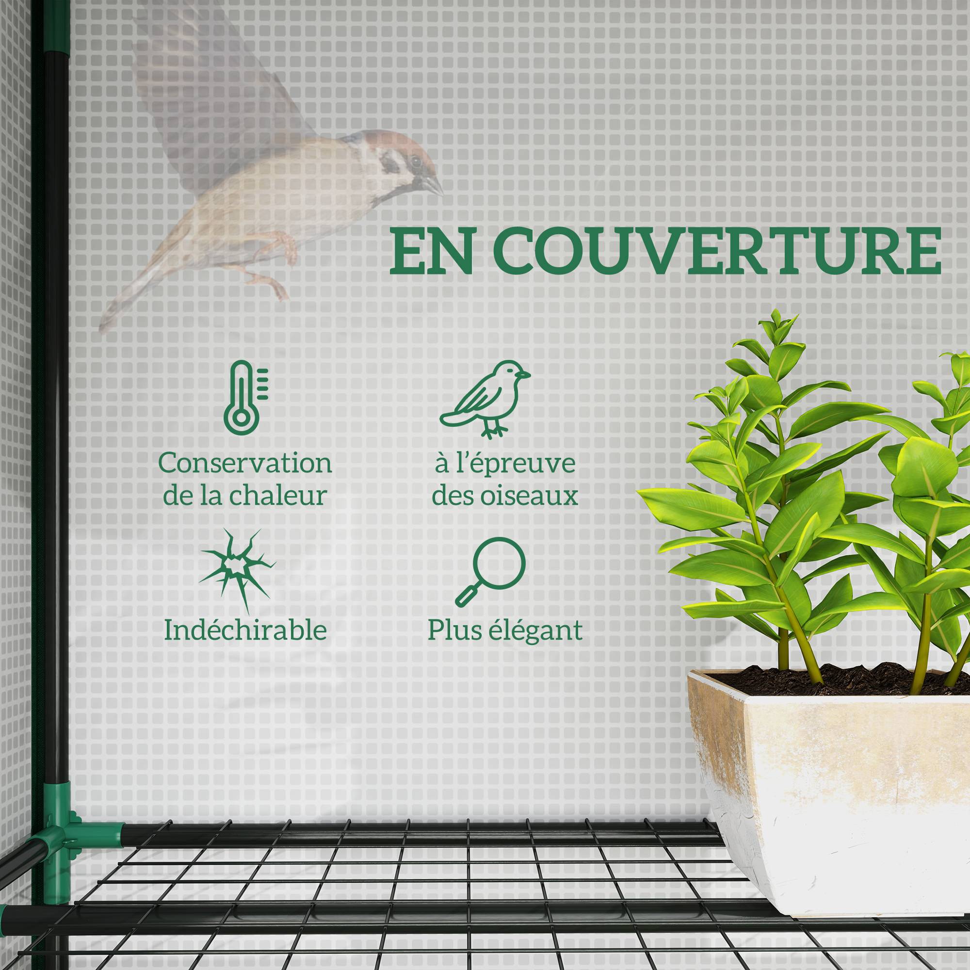 Sans Marque - Serre de jardin avec étagères à 3 niveaux serre de balcon 3 portes enroulables zippées 215 x 46 x 151 cm blanc - Image 6