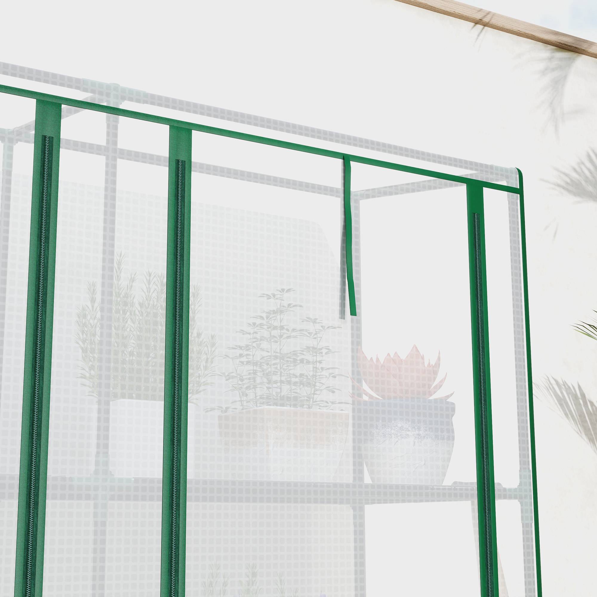 Sans Marque - Serre de jardin avec étagères à 3 niveaux serre de balcon 3 portes enroulables zippées 215 x 46 x 151 cm blanc - Image 10