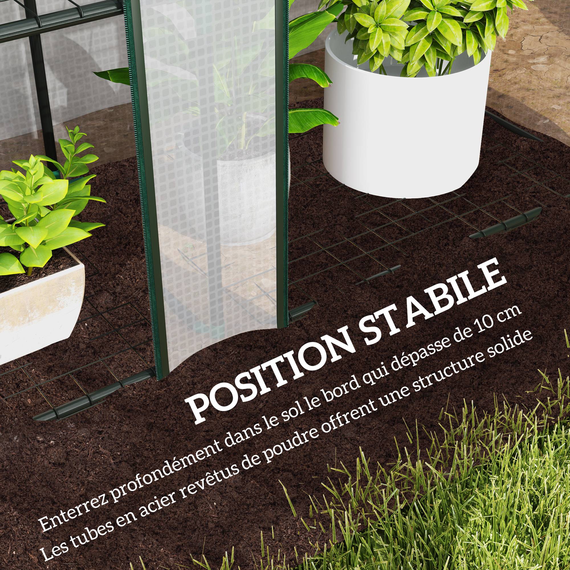 Sans Marque - Serre de jardin avec étagères à 3 niveaux serre de balcon 3 portes enroulables zippées 215 x 46 x 151 cm blanc - Image 9