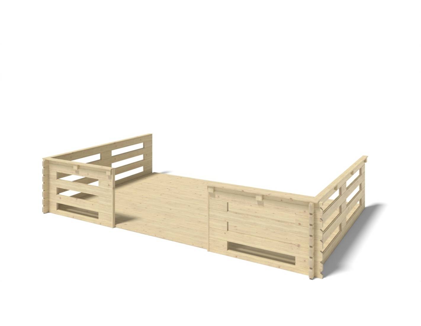 Altanka - Terrasse en bois avec balustrade pour abri en bois - 15m2 - 5m x 3m - couleur: naturel - DOM616 - ALTANKA - Image 1