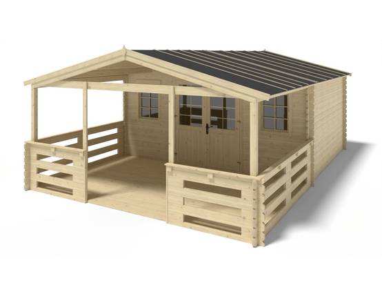 Altanka - Terrasse en bois avec balustrade pour abri en bois - 15m2 - 5m x 3m - couleur: naturel - DOM616 - ALTANKA - Image 4