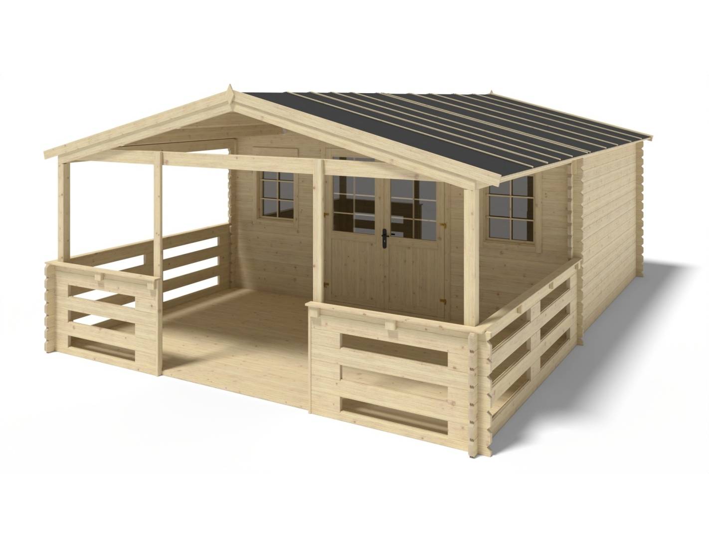 Altanka - Terrasse en bois avec balustrade pour abri en bois - 15m2 - 5m x 3m - couleur: naturel - DOM616 - ALTANKA - Image 4