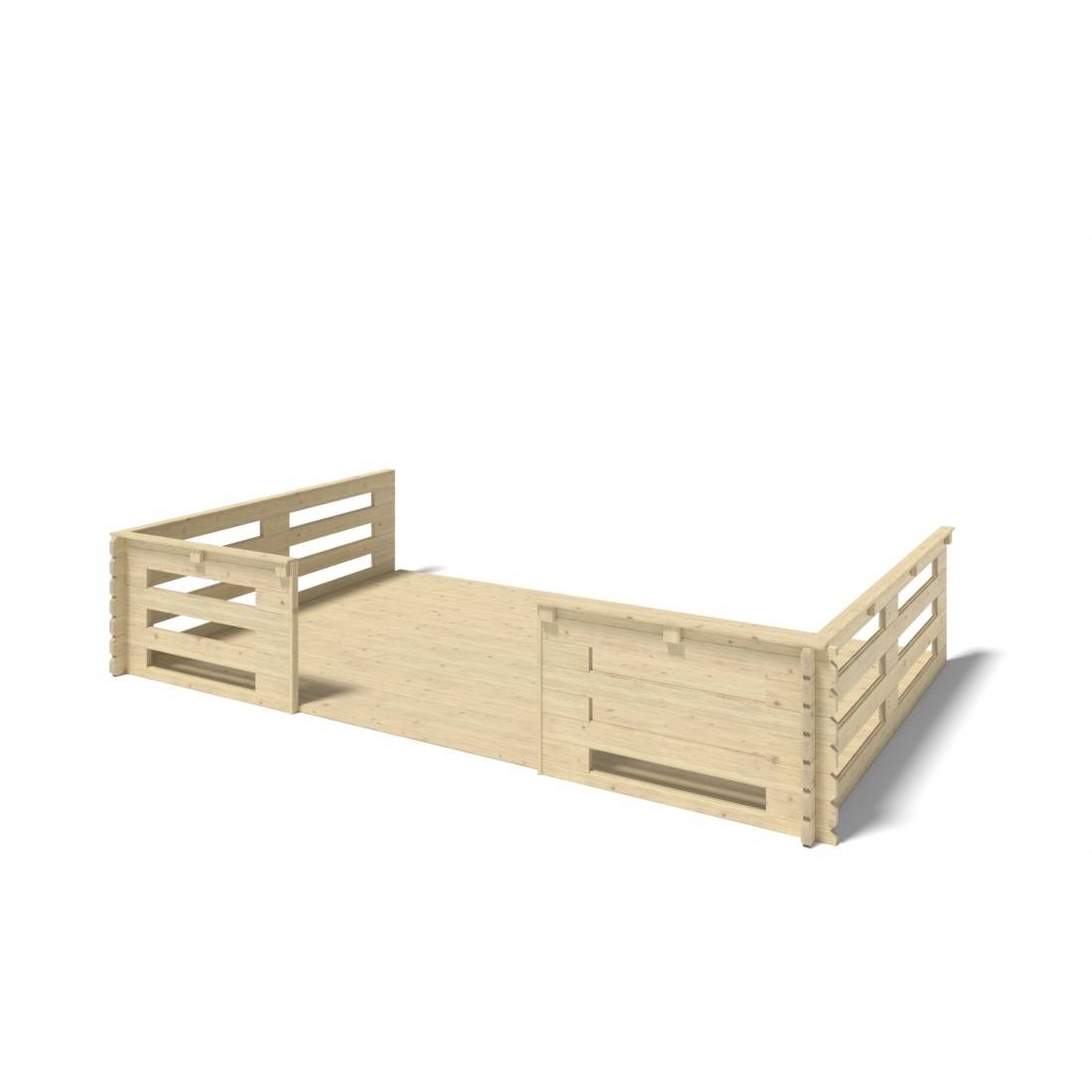 Altanka - Terrasse en bois avec balustrade pour abri en bois - 15m2 - 5m x 3m - couleur: naturel - DOM616 - ALTANKA - Image 1