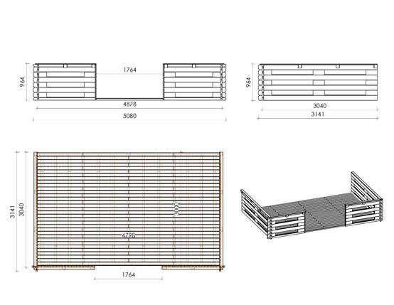 Altanka - Terrasse en bois avec balustrade pour abri en bois - 15m2 - 5m x 3m - couleur: naturel - DOM616 - ALTANKA - Image 2