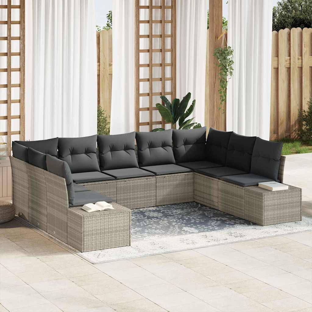 ComfortXL - Salon de Jardin d'Angle 9 Places en Polyrotin Modulable avec Table Basse Gris Clair – ComfortXL Outdoor Living - Image 1