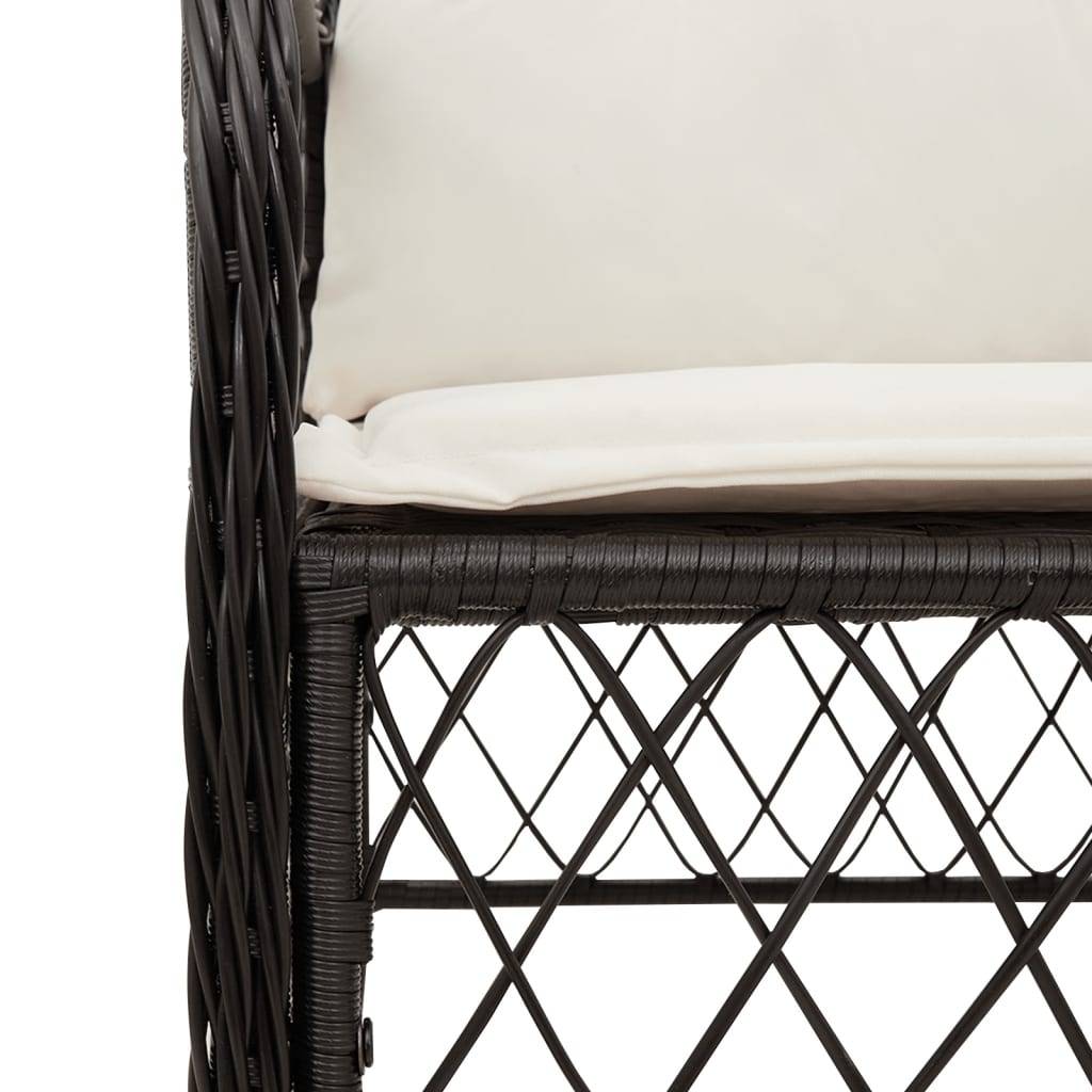 ComfortXL - Table et Chaises de Jardin 4 Personnes, Résine Tressée Noire et Coussins Blanc Crème, 160x80cm – ComfortXL Outdoor Living - Image 5