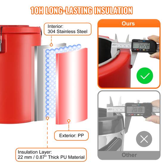 VEVOR Distributeur boissons isotherme 17,2 L, eau chaude/froide non électrique. Inox, camping. - Image 3