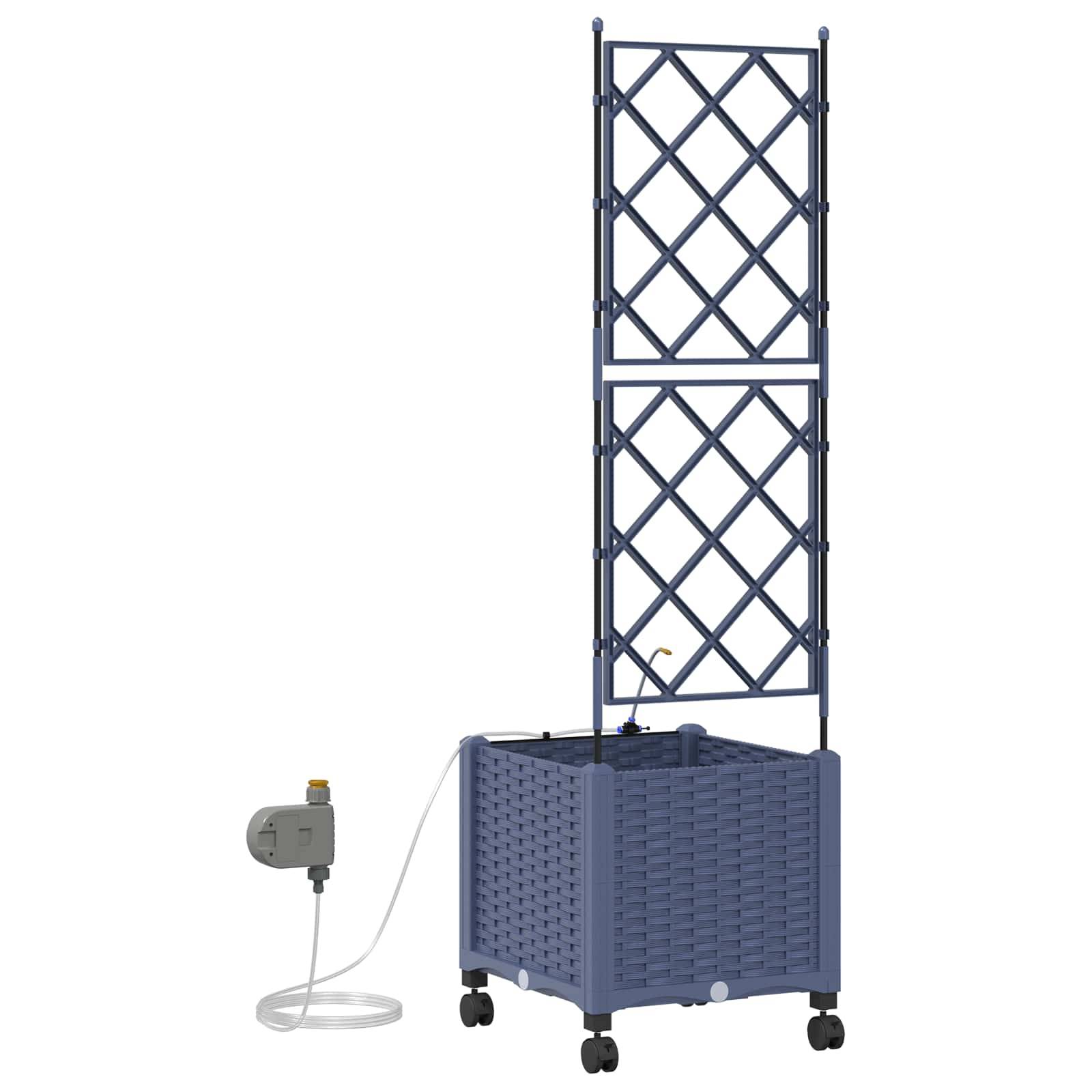 ComfortXL - Jardinière sur roues polypropylène jardin terrasse système irrigation plantes 40x40x148 gris - ComfortXL Outdoor Living - Image 4