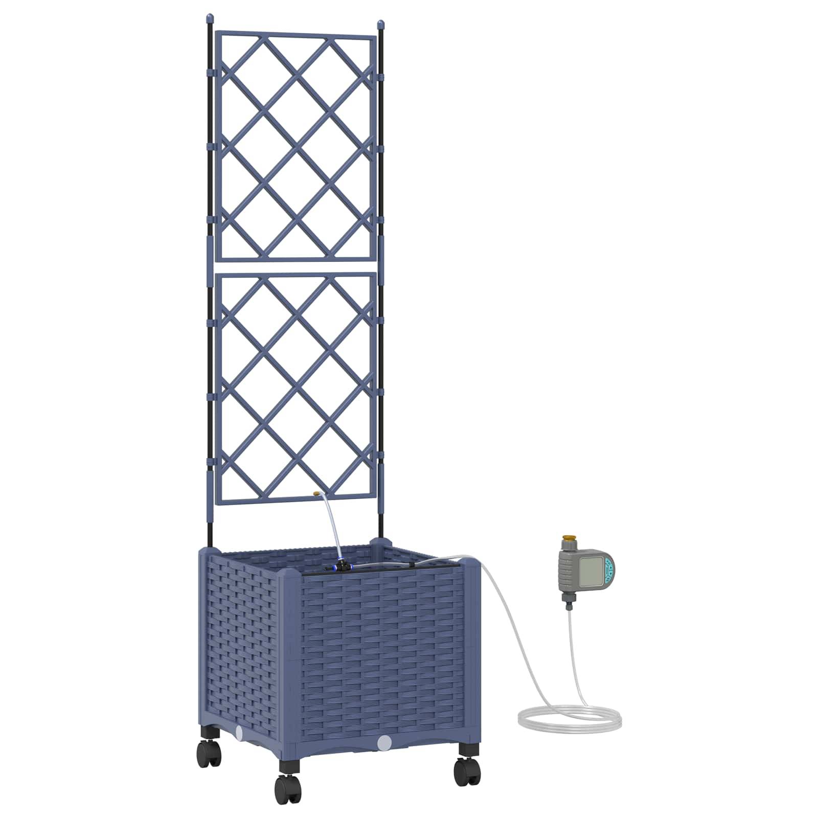 ComfortXL - Jardinière sur roues polypropylène jardin terrasse système irrigation plantes 40x40x148 gris - ComfortXL Outdoor Living - Image 2