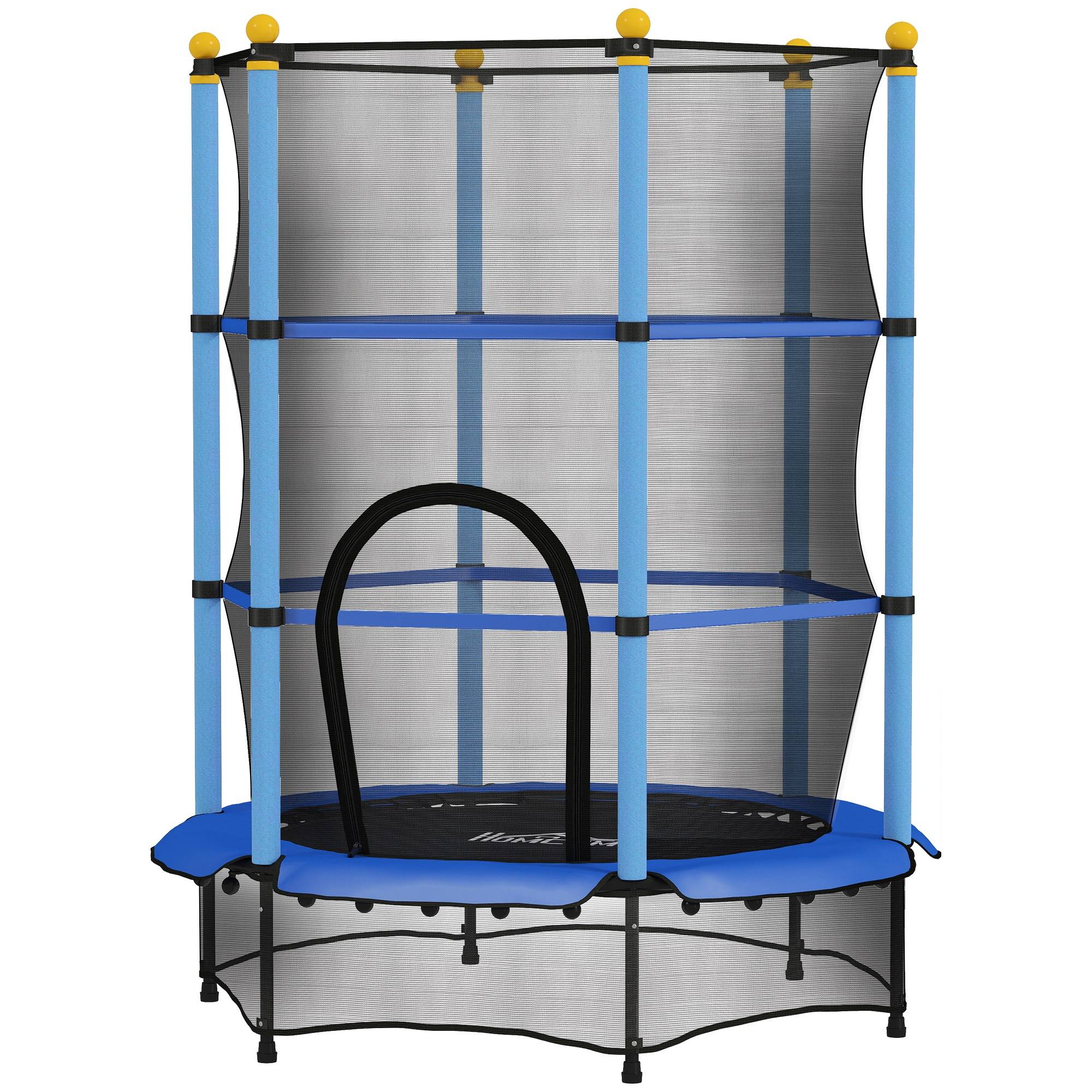 Trampoline Enfant Ø 1,40 × 1,90H m Filet de sécurité Porte zipée Couvre-Ressorts 6 poteaux rembourrés Inclus - Image 2