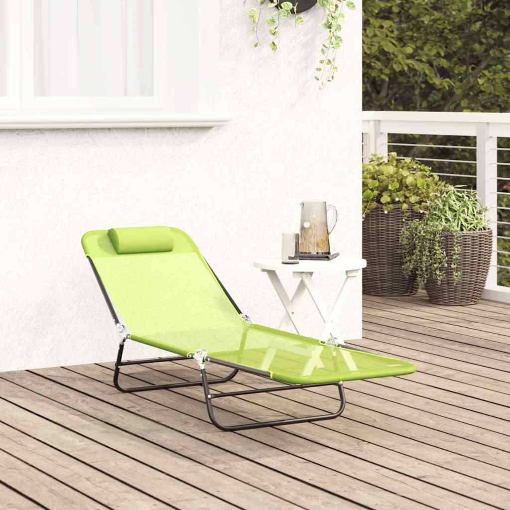Maison Chic - Chaise longue | Transat | Bain de soleil pliante Vert 182 x 55 x 85,5 cm Textilène - Image 3