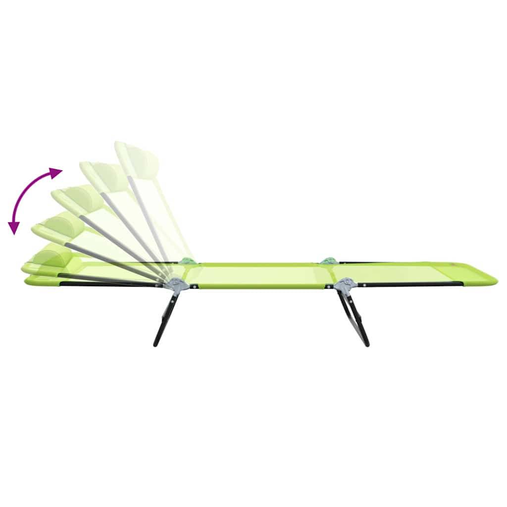 Maison Chic - Chaise longue | Transat | Bain de soleil pliante Vert 182 x 55 x 85,5 cm Textilène - Image 9