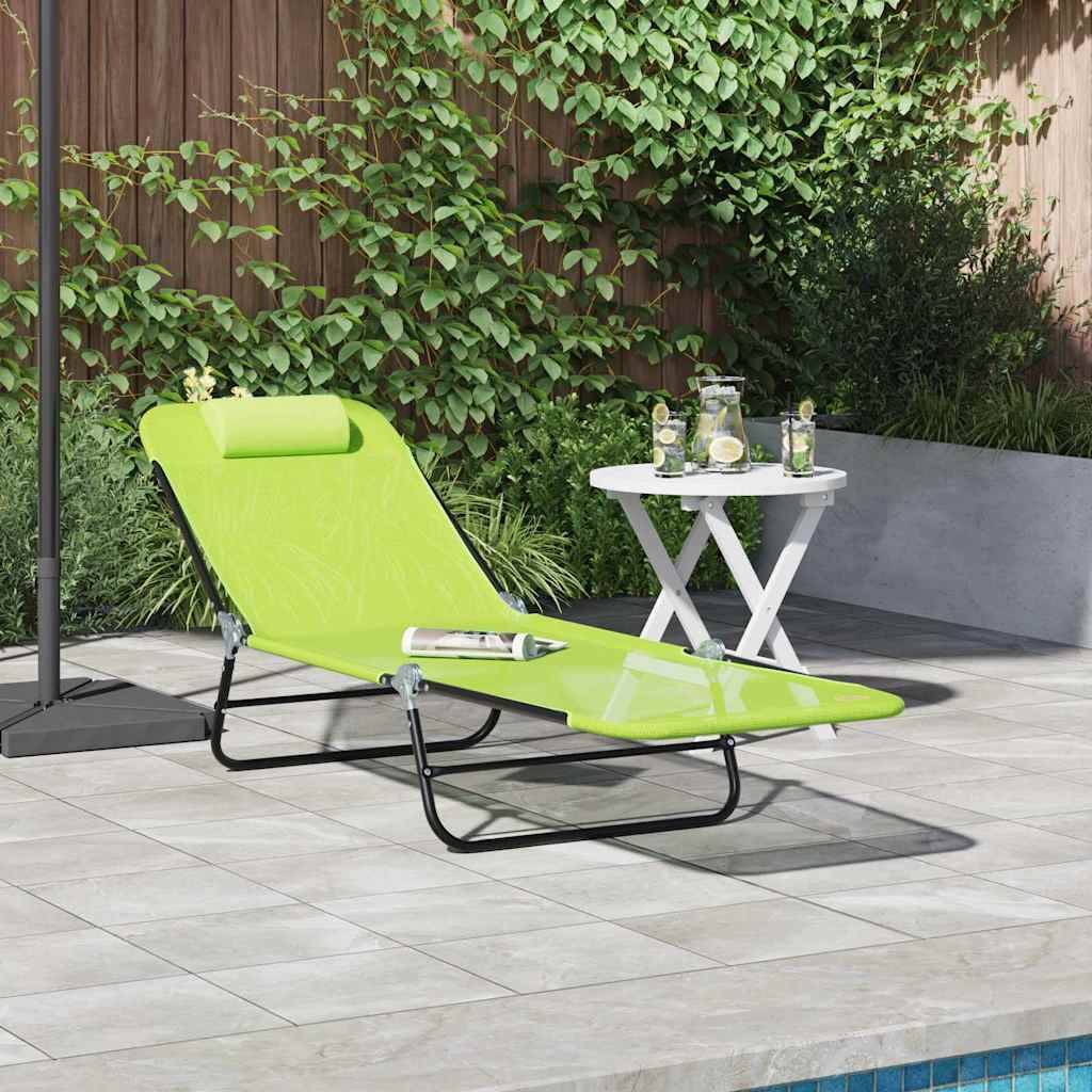 Maison Chic - Chaise longue | Transat | Bain de soleil pliante Vert 182 x 55 x 85,5 cm Textilène - Image 2