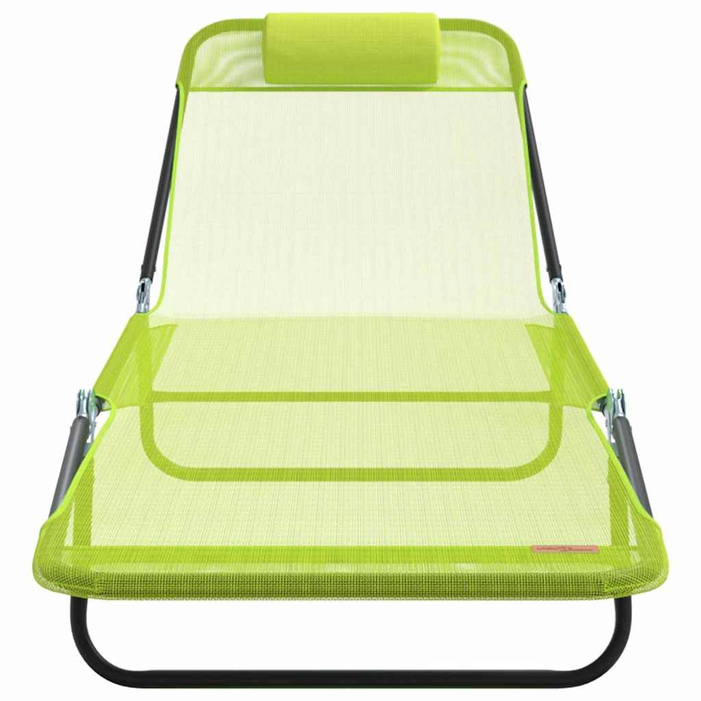 Maison Chic - Chaise longue | Transat | Bain de soleil pliante Vert 182 x 55 x 85,5 cm Textilène - Image 4
