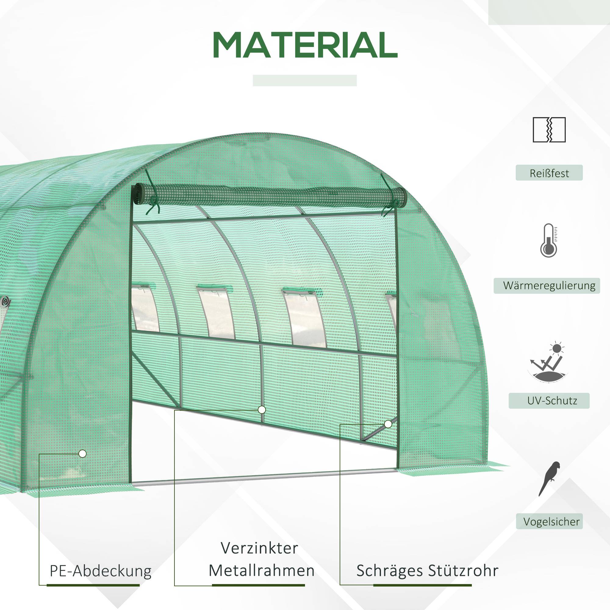 Sans Marque - Serre aluminium plain-pied tunnel culture serre chaude plastique acier verte serre potager jardin - Image 6