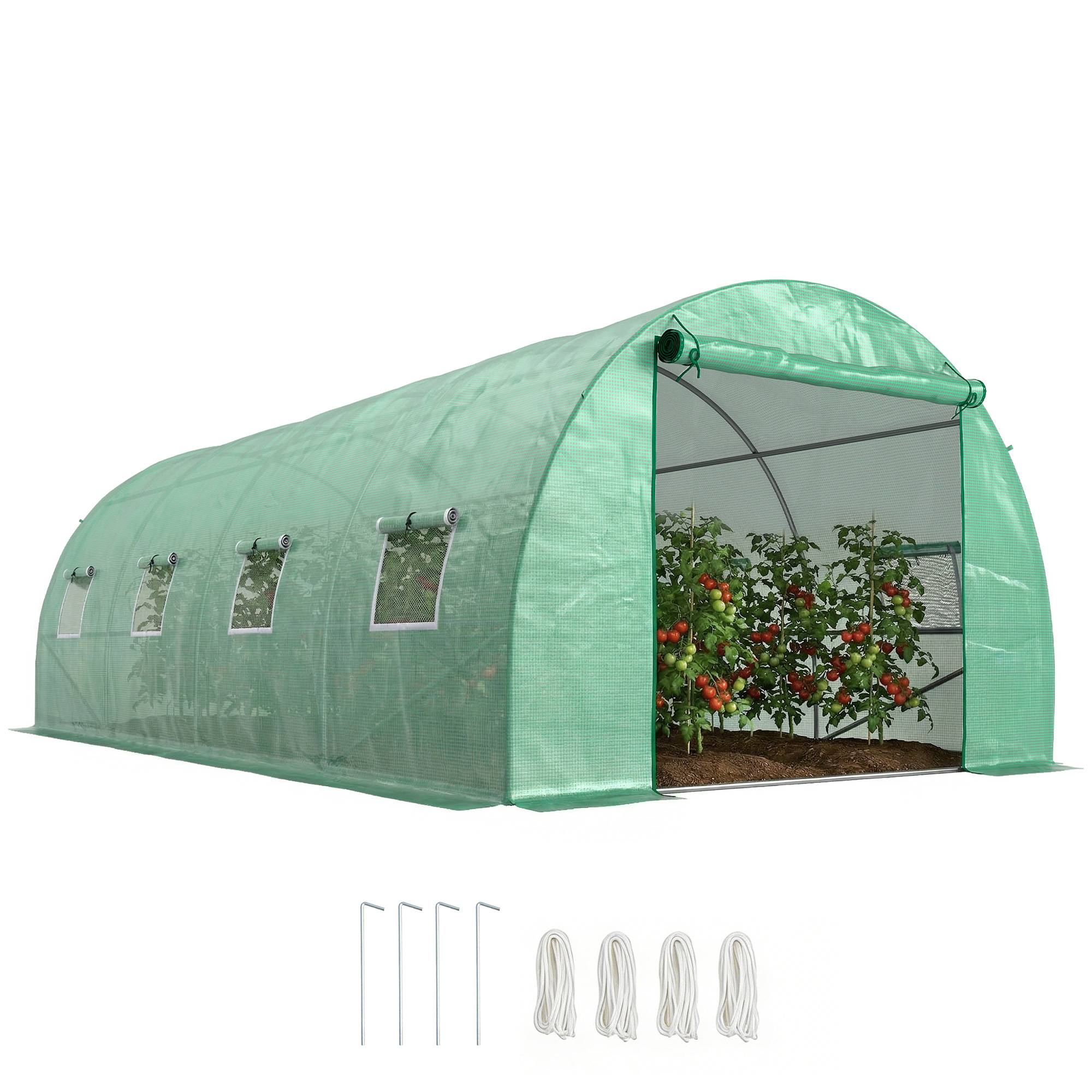 Sans Marque - Serre aluminium plain-pied tunnel culture serre chaude plastique acier verte serre potager jardin - Image 1