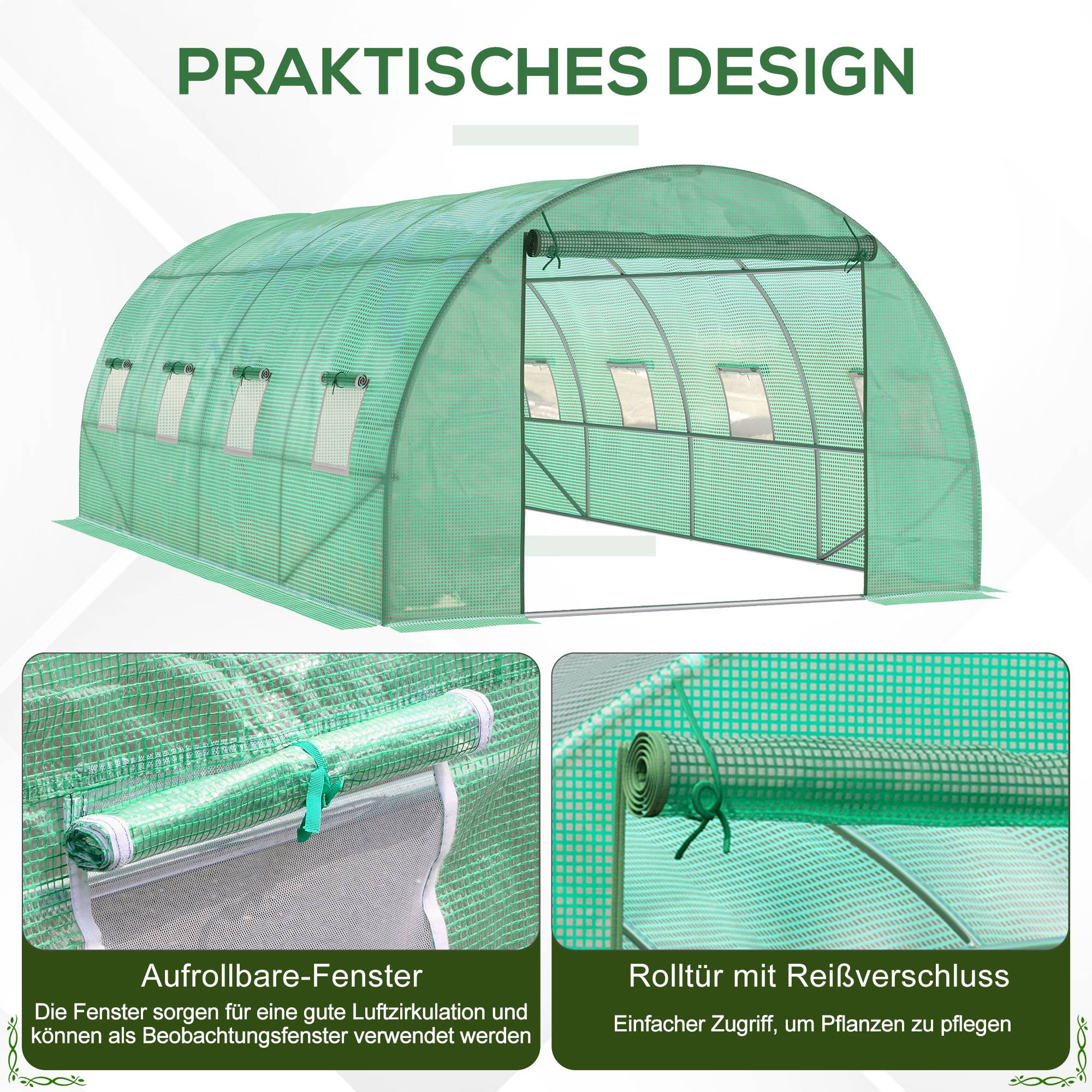 Sans Marque - Serre aluminium plain-pied tunnel culture serre chaude plastique acier verte serre potager jardin - Image 8