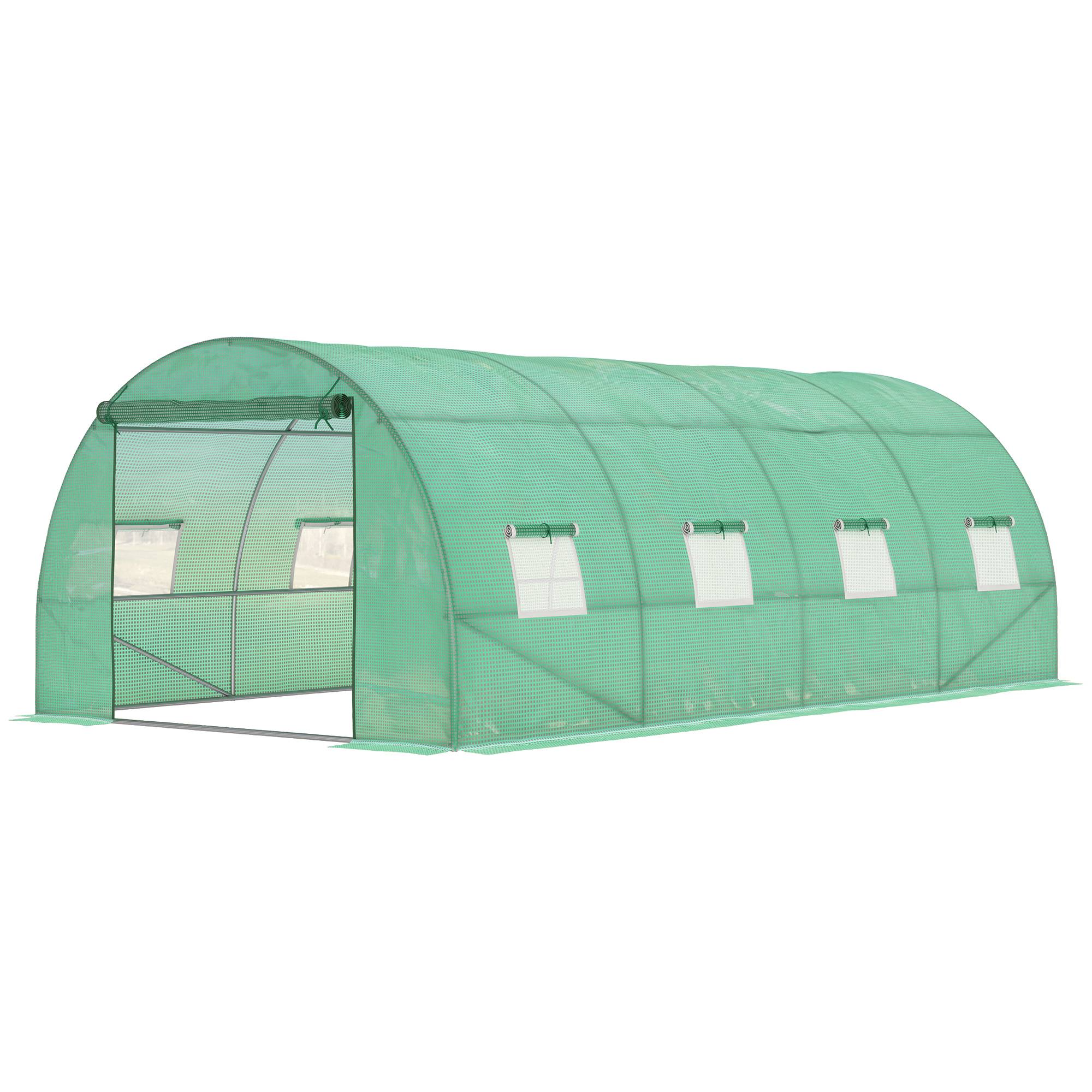 Sans Marque - Serre aluminium plain-pied tunnel culture serre chaude plastique acier verte serre potager jardin - Image 2
