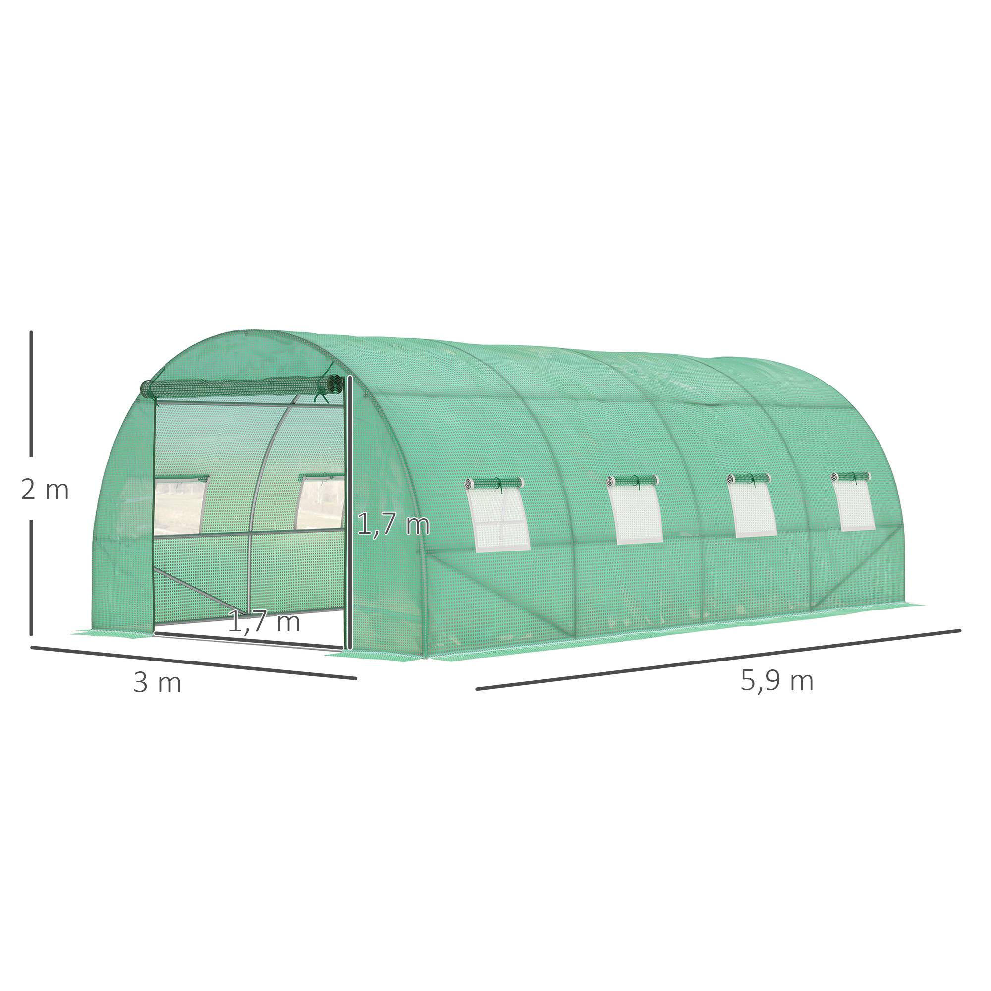 Sans Marque - Serre aluminium plain-pied tunnel culture serre chaude plastique acier verte serre potager jardin - Image 5