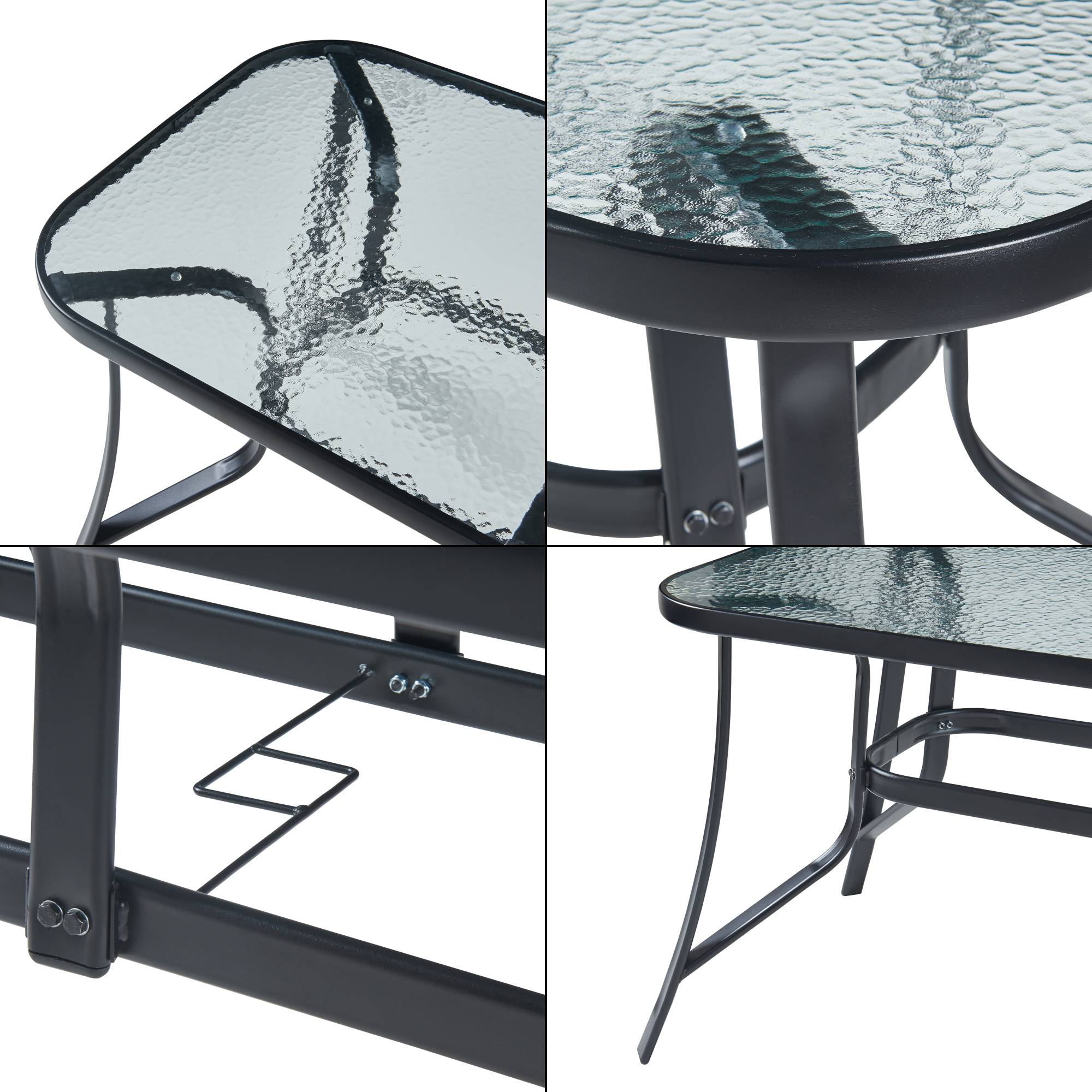 Casa.Pro - Salon de jardin 7 pièces Aradeo avec table à manger et 6 chaises acier verre trempé textilène casa.pro - Image 9