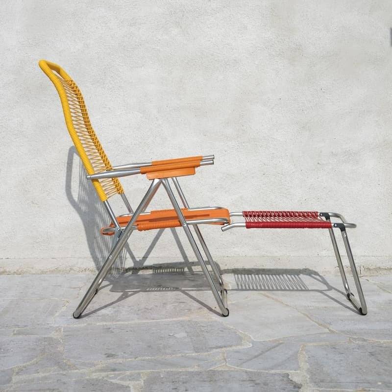 Fiam - Fauteuil Relax SPAGHETTI POP Aluminium BRUT PVC ORANGE JAUNE ROUGE 127/168x60x73/108 cm FIAM - Image 5