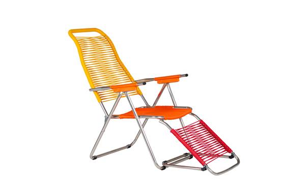 Fiam - Fauteuil Relax SPAGHETTI POP Aluminium BRUT PVC ORANGE JAUNE ROUGE 127/168x60x73/108 cm FIAM - Image 1