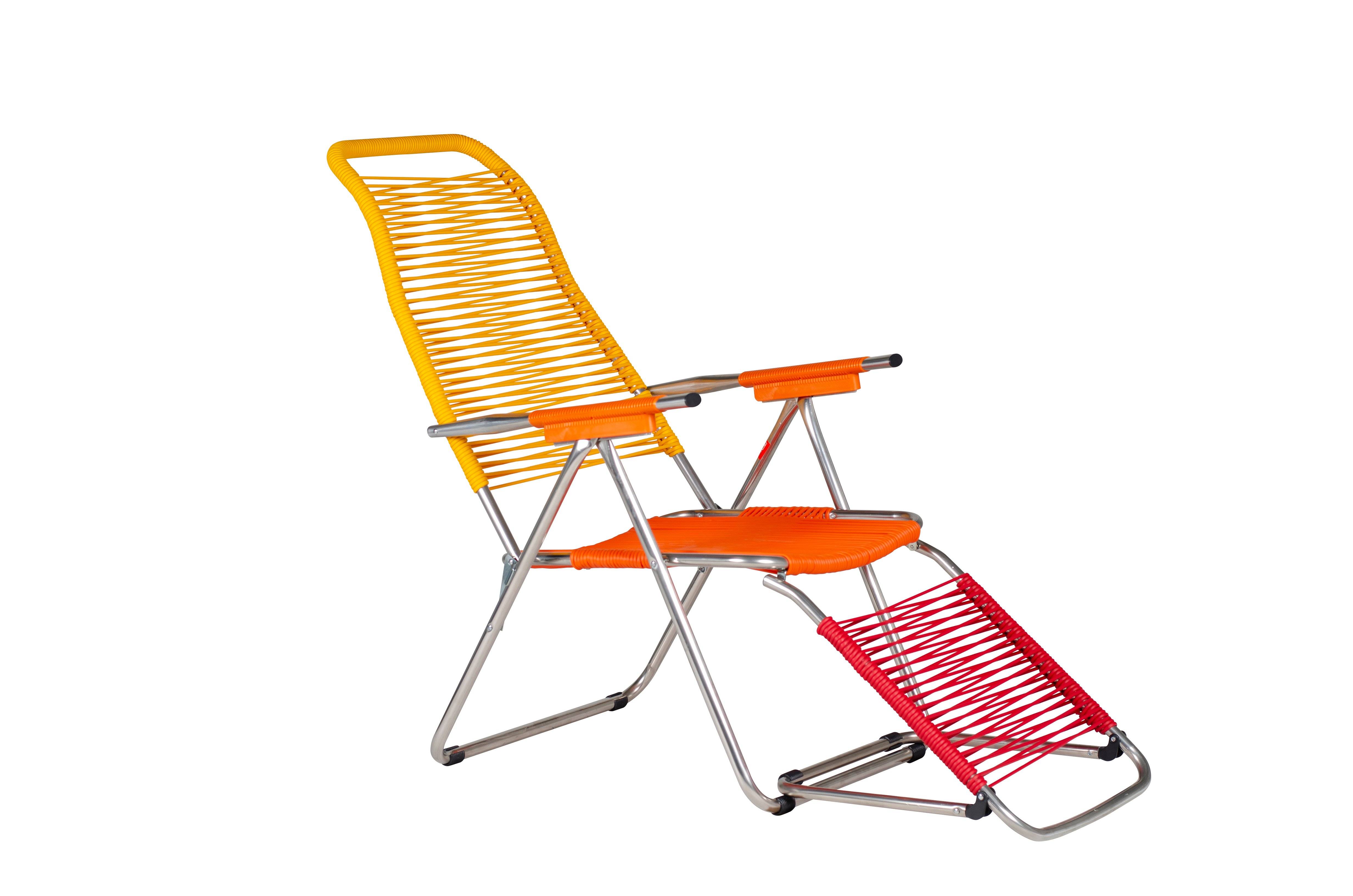 Fiam - Fauteuil Relax SPAGHETTI POP Aluminium BRUT PVC ORANGE JAUNE ROUGE 127/168x60x73/108 cm FIAM