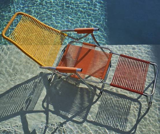 Fiam - Fauteuil Relax SPAGHETTI POP Aluminium BRUT PVC ORANGE JAUNE ROUGE 127/168x60x73/108 cm FIAM - Image 4