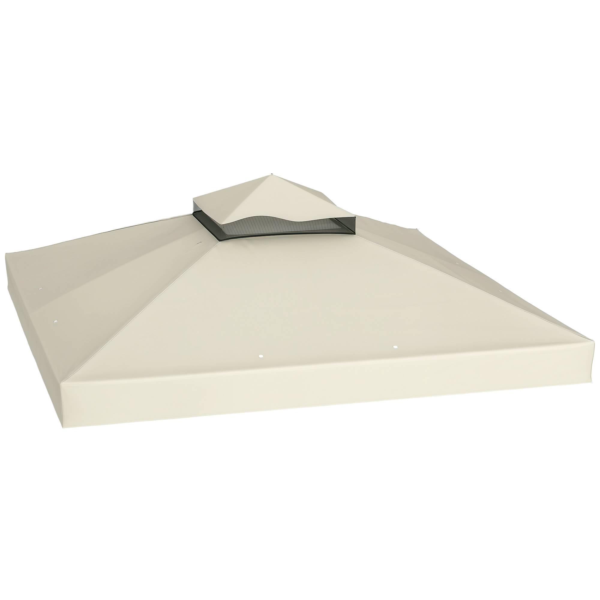 Toile pour tonnelle 3 x 3 m toile de rechange pour tonnelle à 2 niveaux protection UPF30+ trous de drainage crème - Image 1