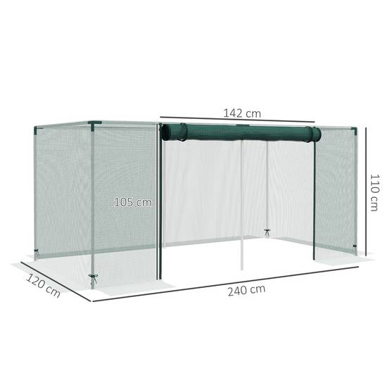 Cage culture serre de jardin acier HDPE potager protection plantes porte zippée 240x110cm vert - ComfortXL Outdoor Living - Image 5