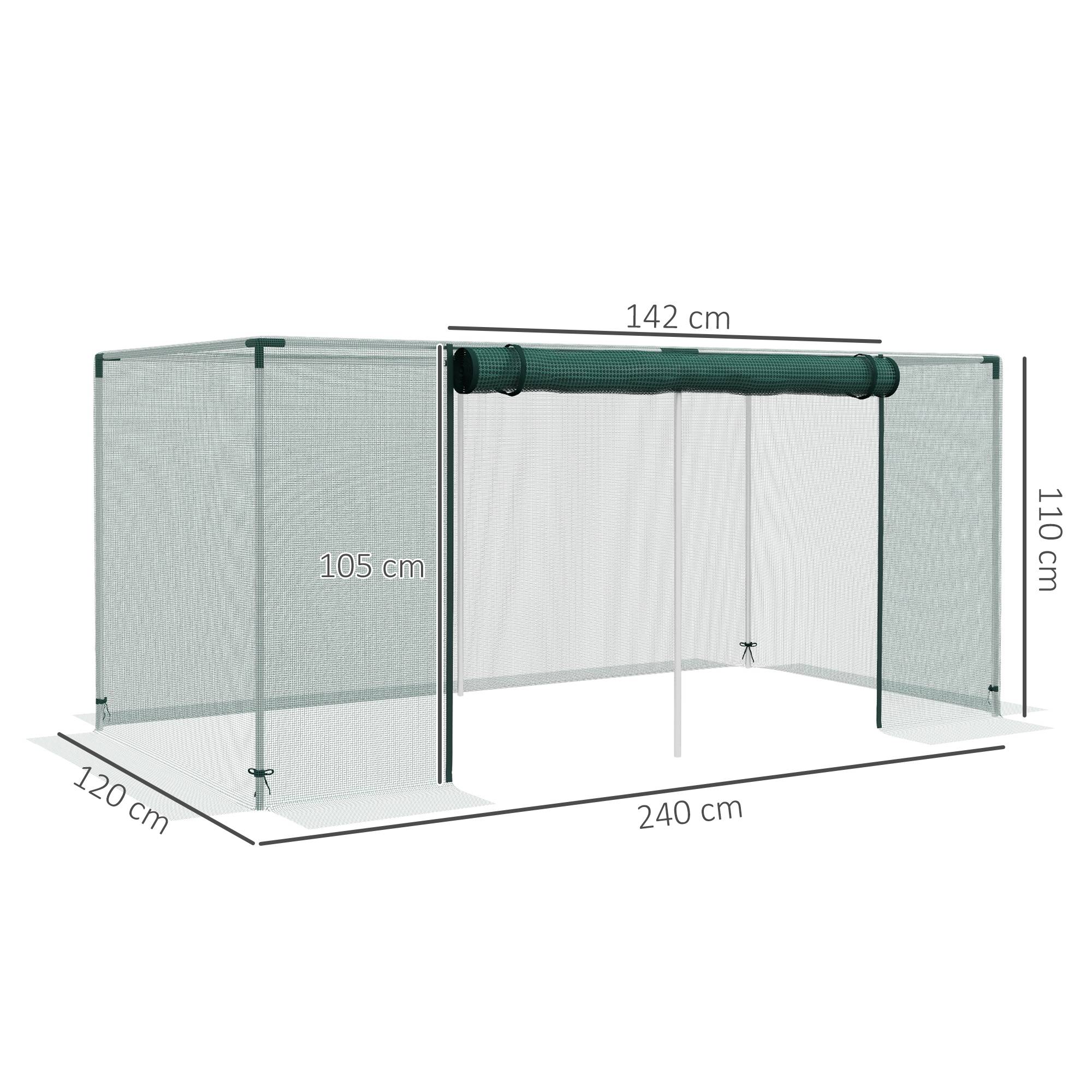Cage culture serre de jardin acier HDPE potager protection plantes porte zippée 240x110cm vert - ComfortXL Outdoor Living - Image 5