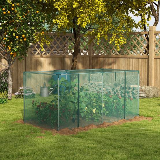 Cage culture serre de jardin acier HDPE potager protection plantes porte zippée 240x110cm vert - ComfortXL Outdoor Living - Image 3