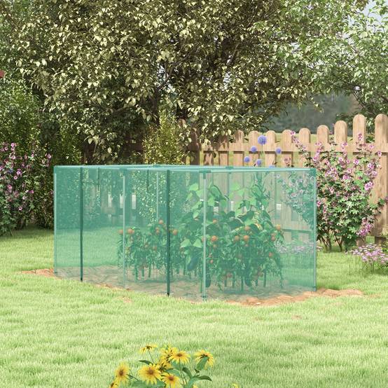 Cage culture serre de jardin acier HDPE potager protection plantes porte zippée 240x110cm vert - ComfortXL Outdoor Living - Image 4
