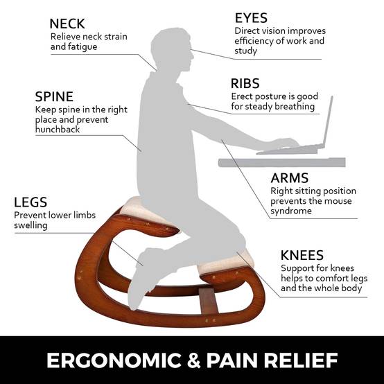 VEVOR Fauteuil ergonomique à genoux, lourd duty. Meilleure posture, pliable. Bureau, méditation. - Image 2