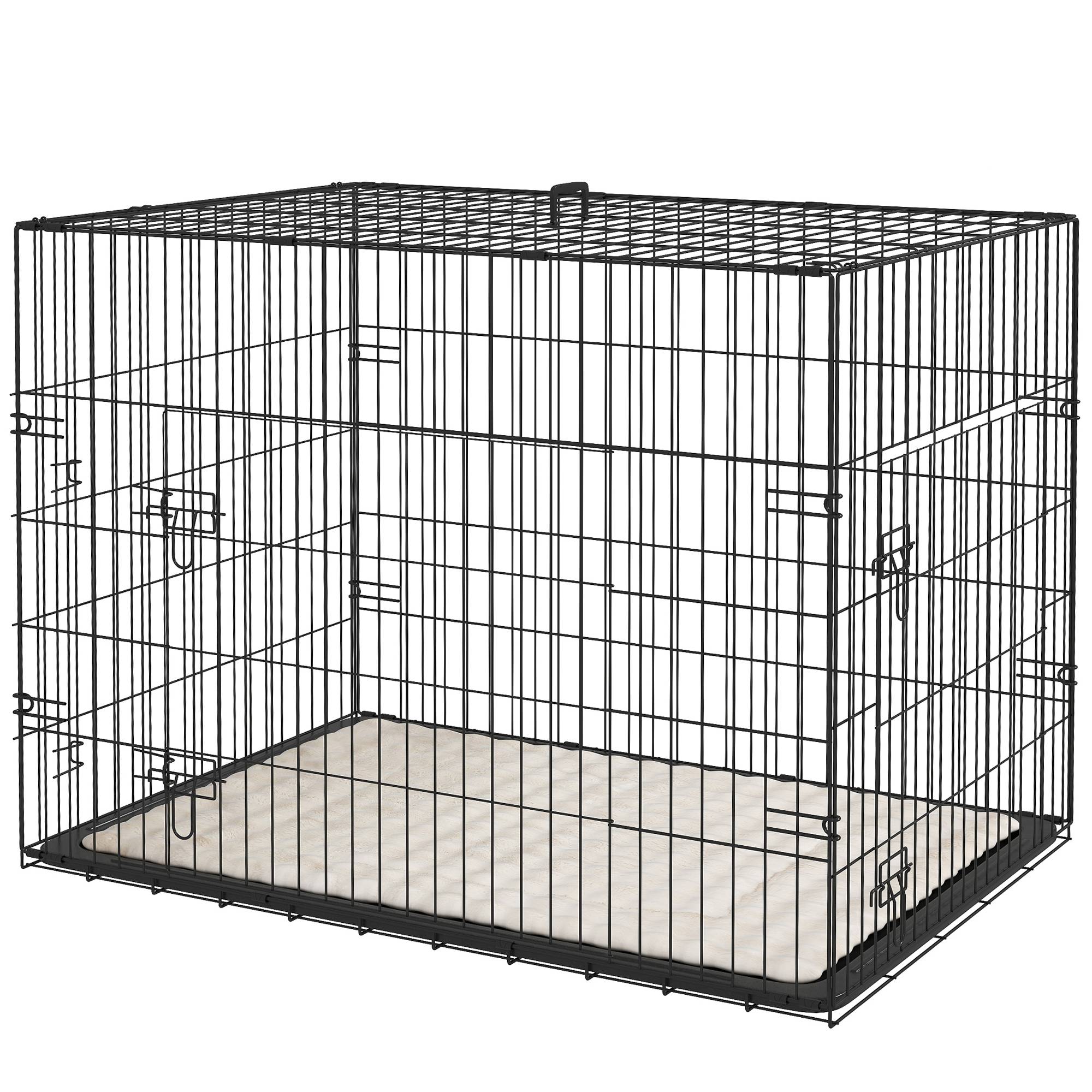 Sans Marque - Cage caisse de transport pliante pour chien poignée, plateau amovible, coussin fourni 90 x 57,5 x 62 cm noir - Image 2