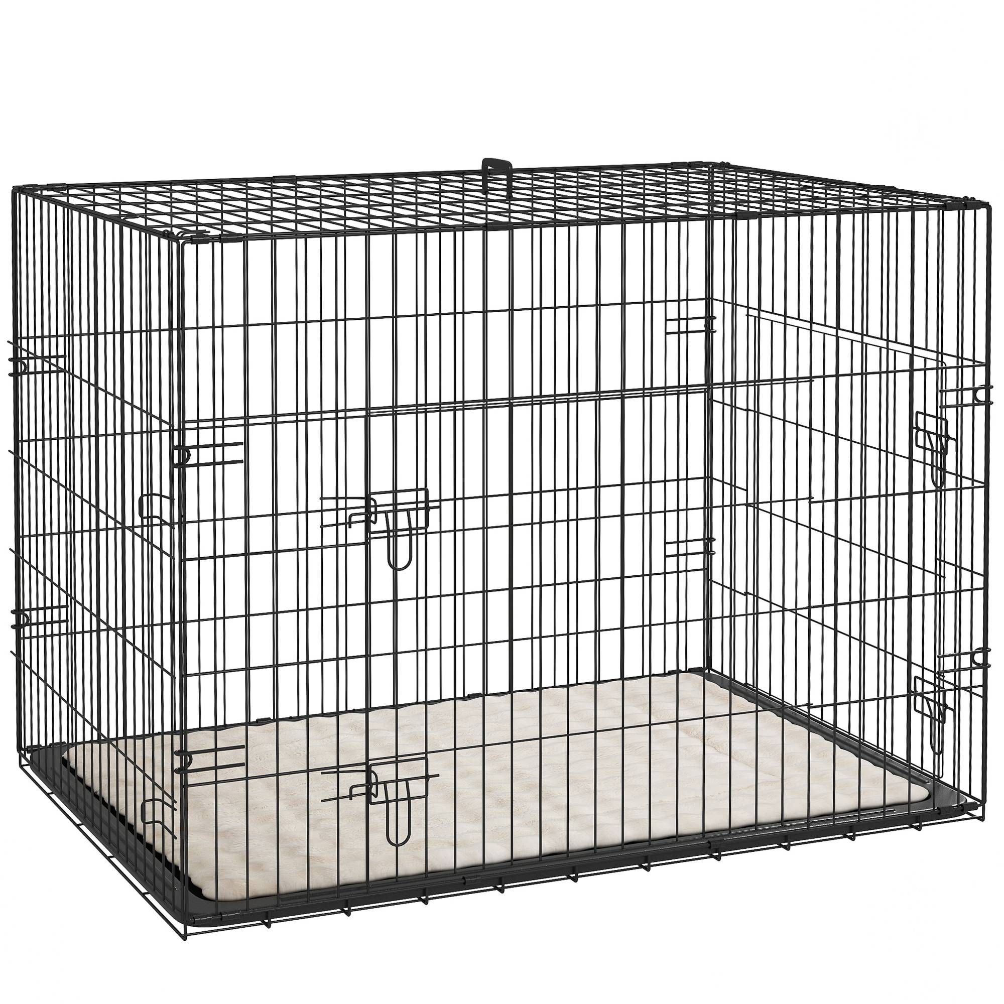 Sans Marque - Cage caisse de transport pliante pour chien poignée, plateau amovible, coussin fourni 90 x 57,5 x 62 cm noir - Image 1