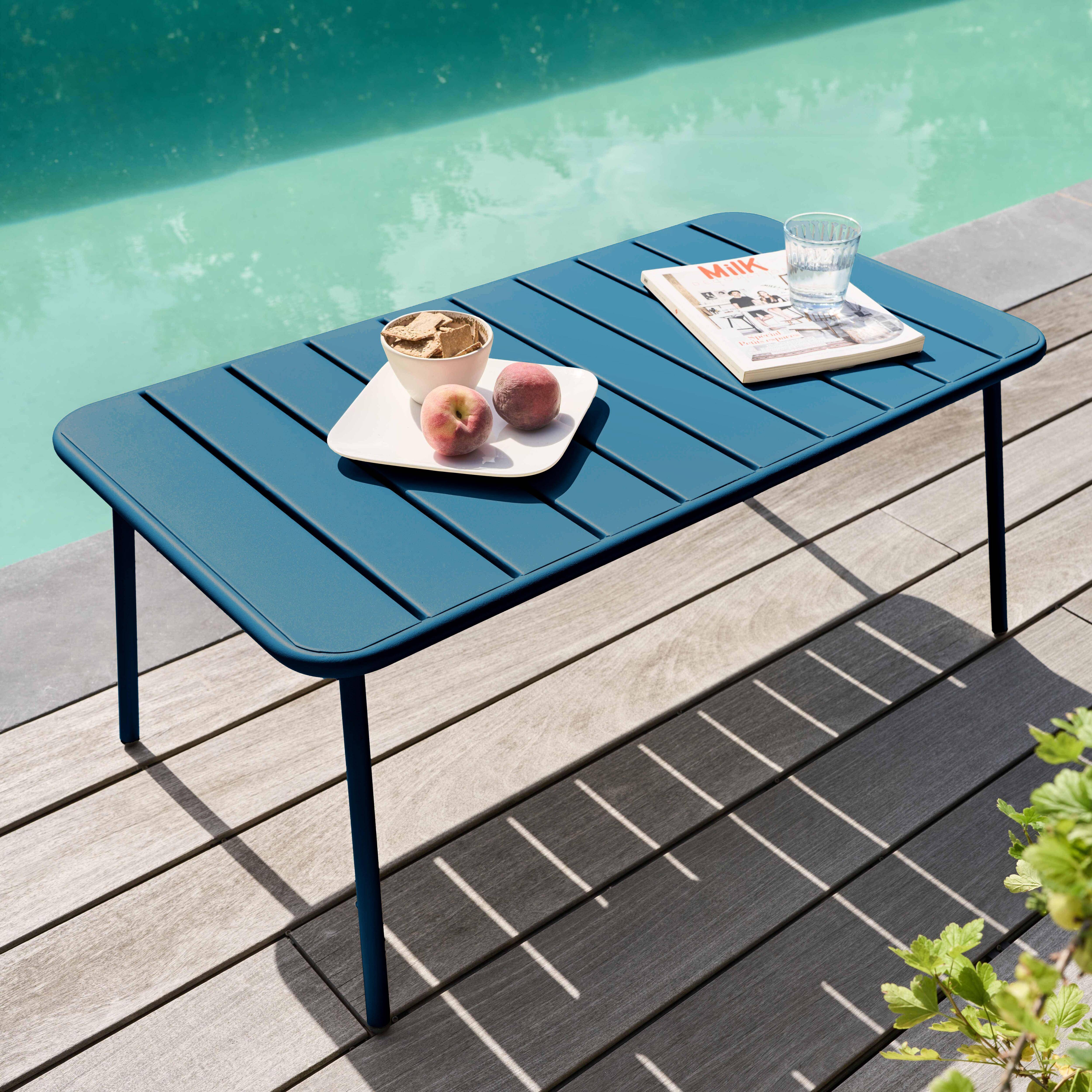 Oviala - Table basse de jardin acier bleu pacific Palavas - Oviala - Image 1
