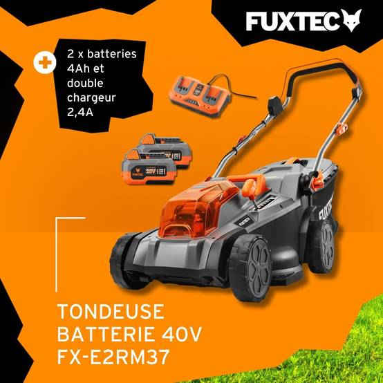 FUXTEC - Tondeuse gazon sans fil 40 V coupe 37 cm avec 2 batteries 4 Ah et bac 40 L – Fuxtec - Image 2