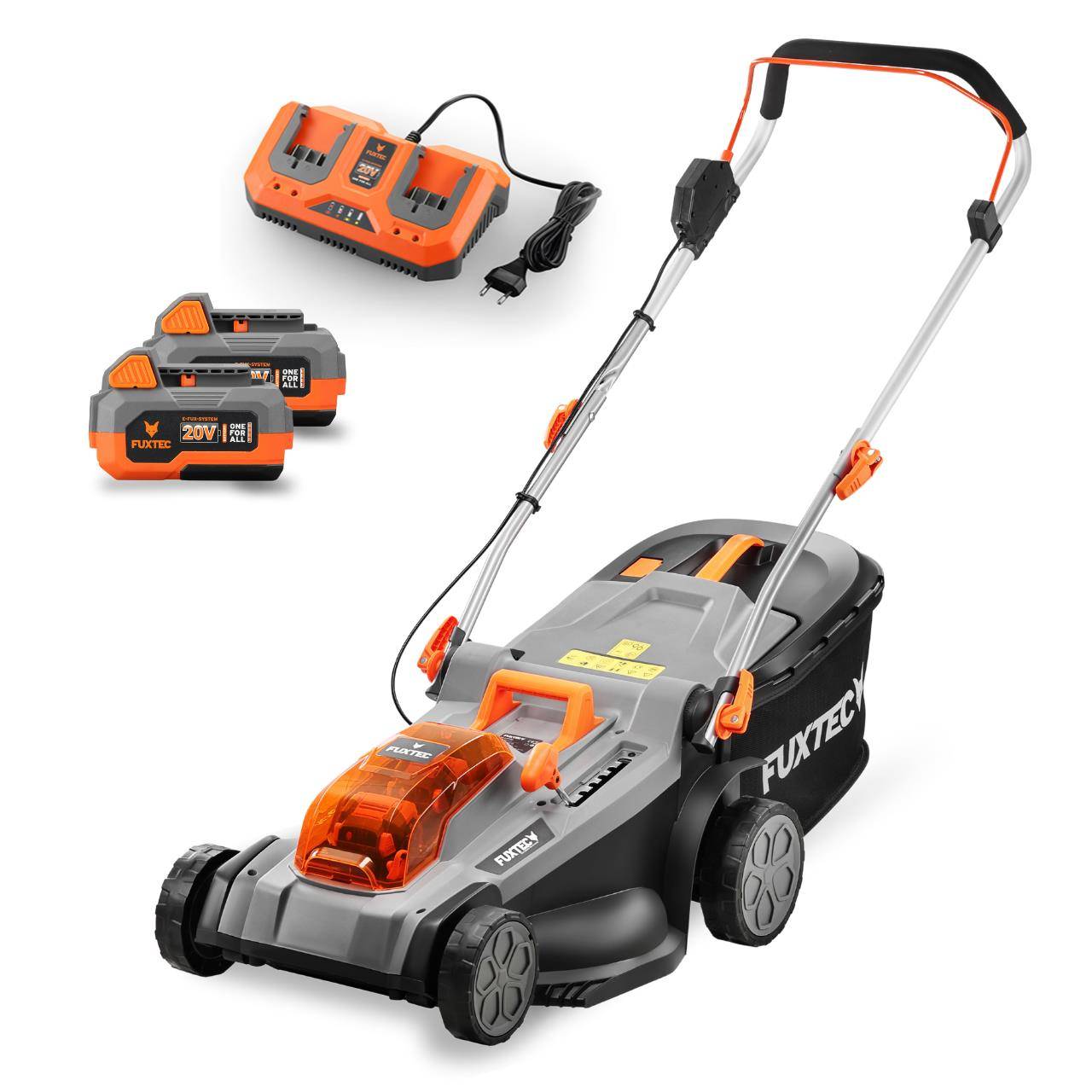FUXTEC - Tondeuse gazon sans fil 40 V coupe 37 cm avec 2 batteries 4 Ah et bac 40 L – Fuxtec