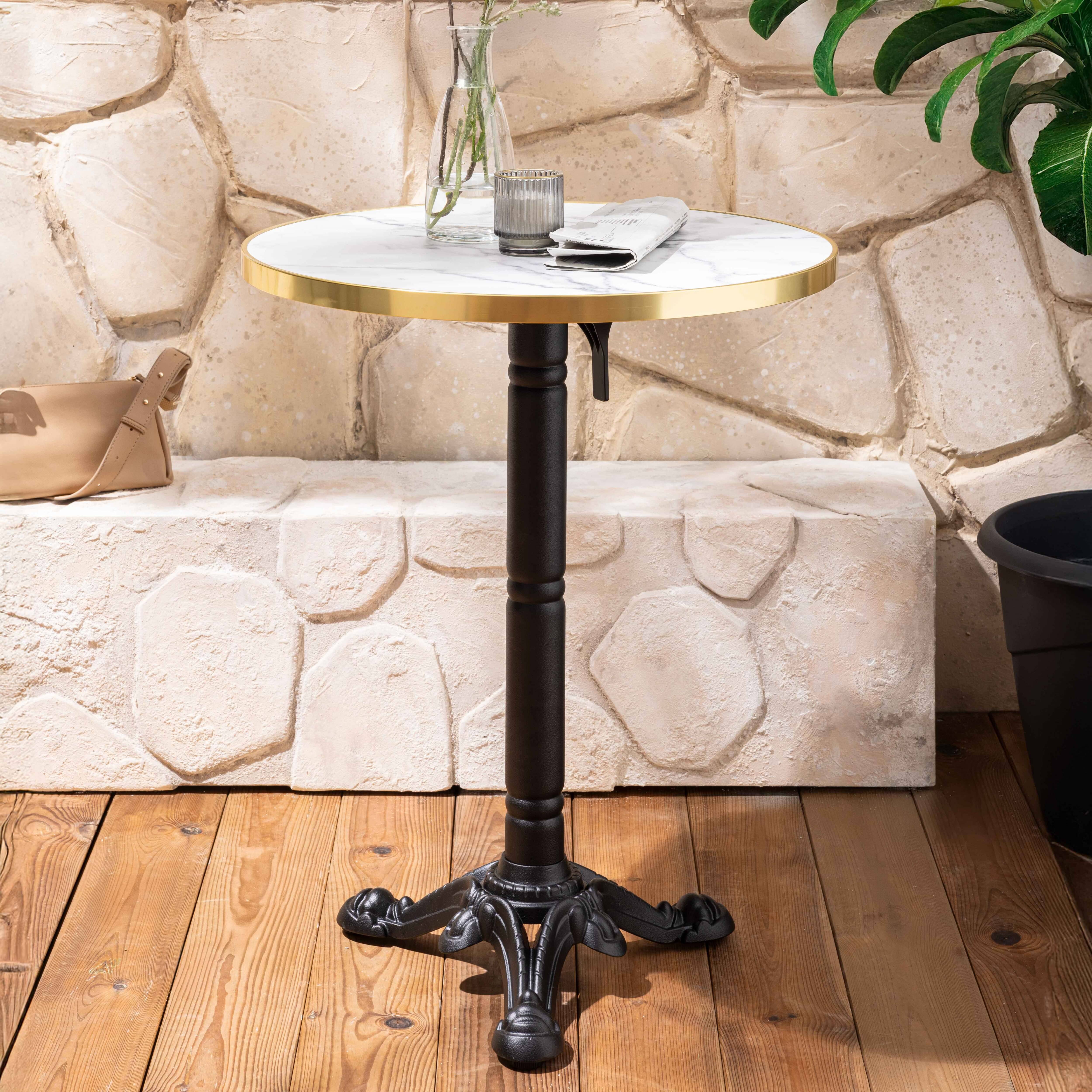 Oviala - Ensemble table de terrasse inclinable marbre blanc et 2 chaises rouge Montmartre - Oviala - Image 3