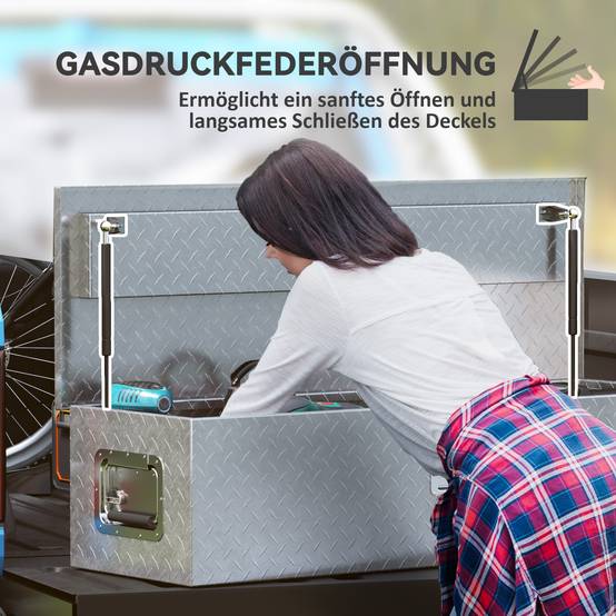 Coffre Rangement Aluminium Remorque Camion Verrouillable 99cm Argent - ComfortXL Outdoor Living - Image 6