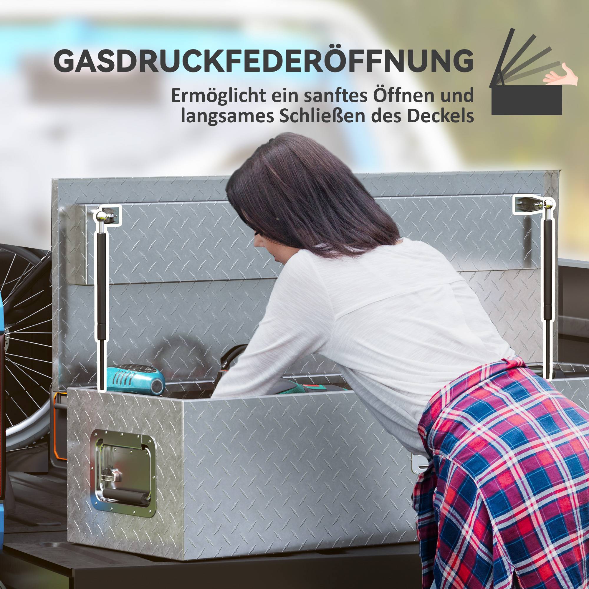 Coffre Rangement Aluminium Remorque Camion Verrouillable 99cm Argent - ComfortXL Outdoor Living - Image 6