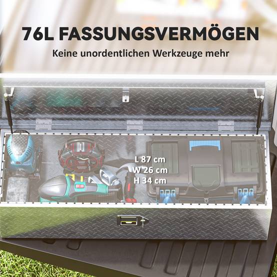 Coffre Rangement Aluminium Remorque Camion Verrouillable 99cm Argent - ComfortXL Outdoor Living - Image 5