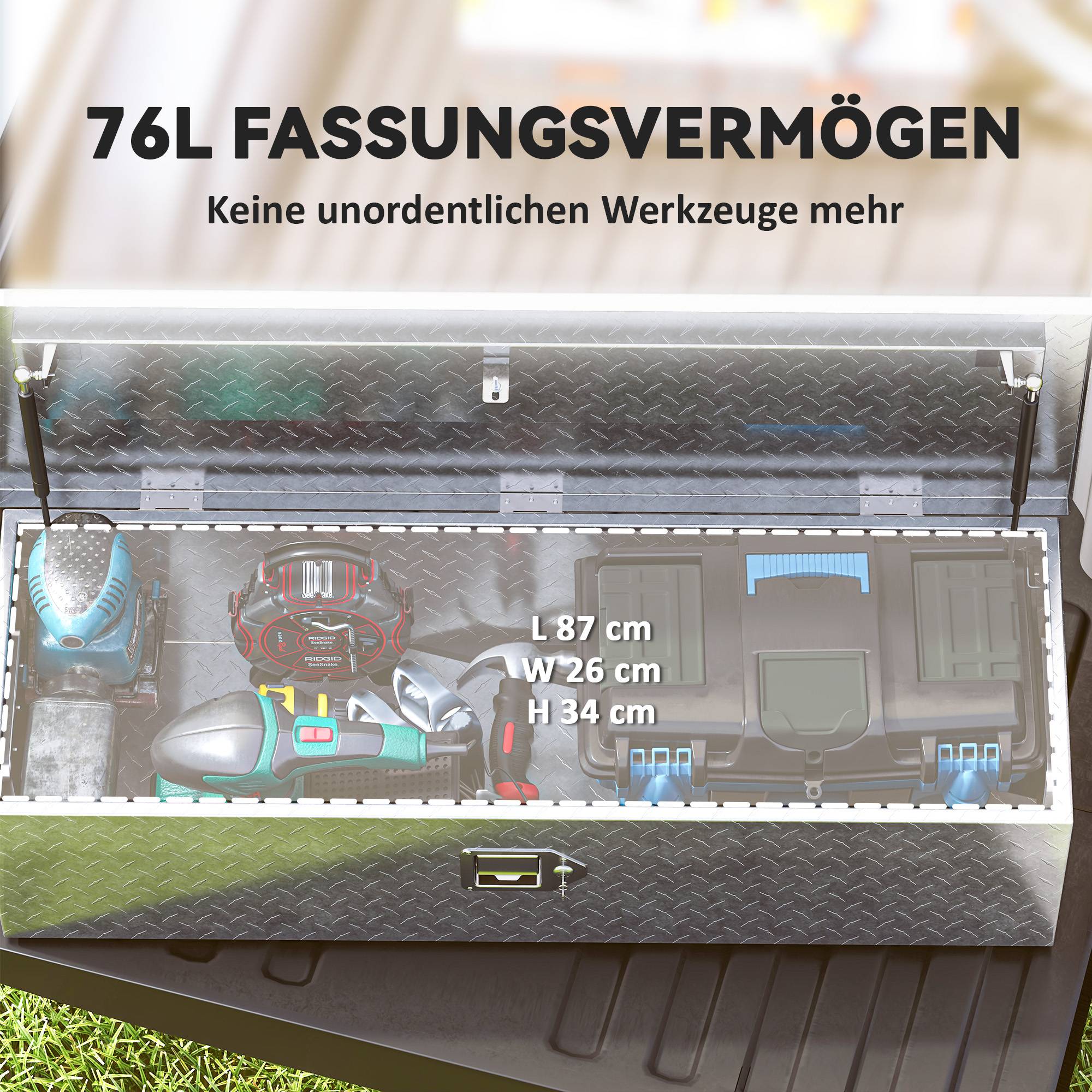 Coffre Rangement Aluminium Remorque Camion Verrouillable 99cm Argent - ComfortXL Outdoor Living - Image 5