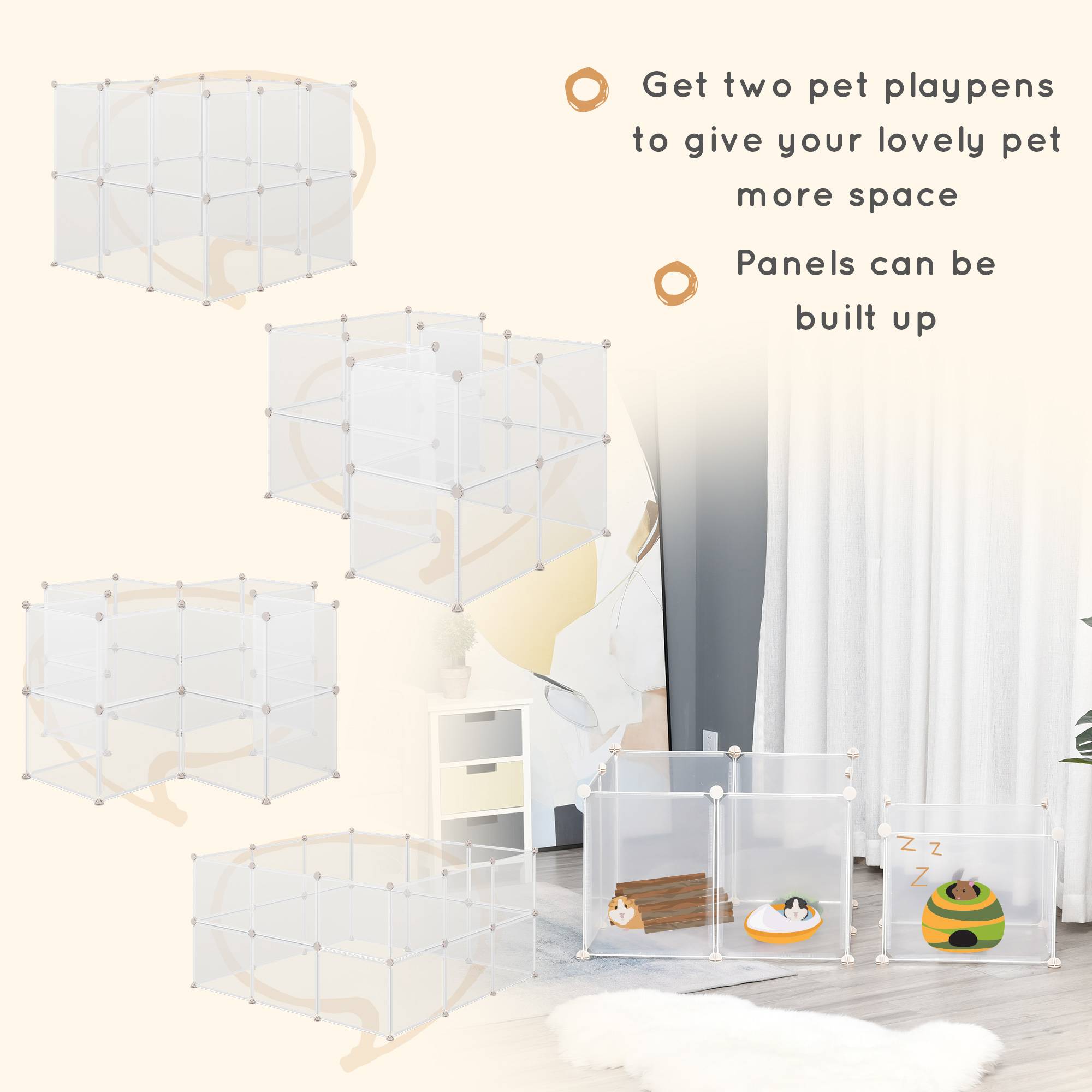 Enclos Modulable Métal Résine Intérieur Petits Animaux 12 Panneaux Blanc - ComfortXL Outdoor Living - Image 6