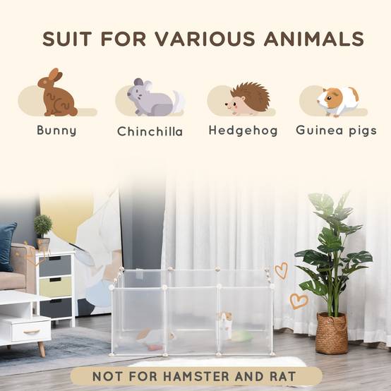 Enclos Modulable Métal Résine Intérieur Petits Animaux 12 Panneaux Blanc - ComfortXL Outdoor Living - Image 5