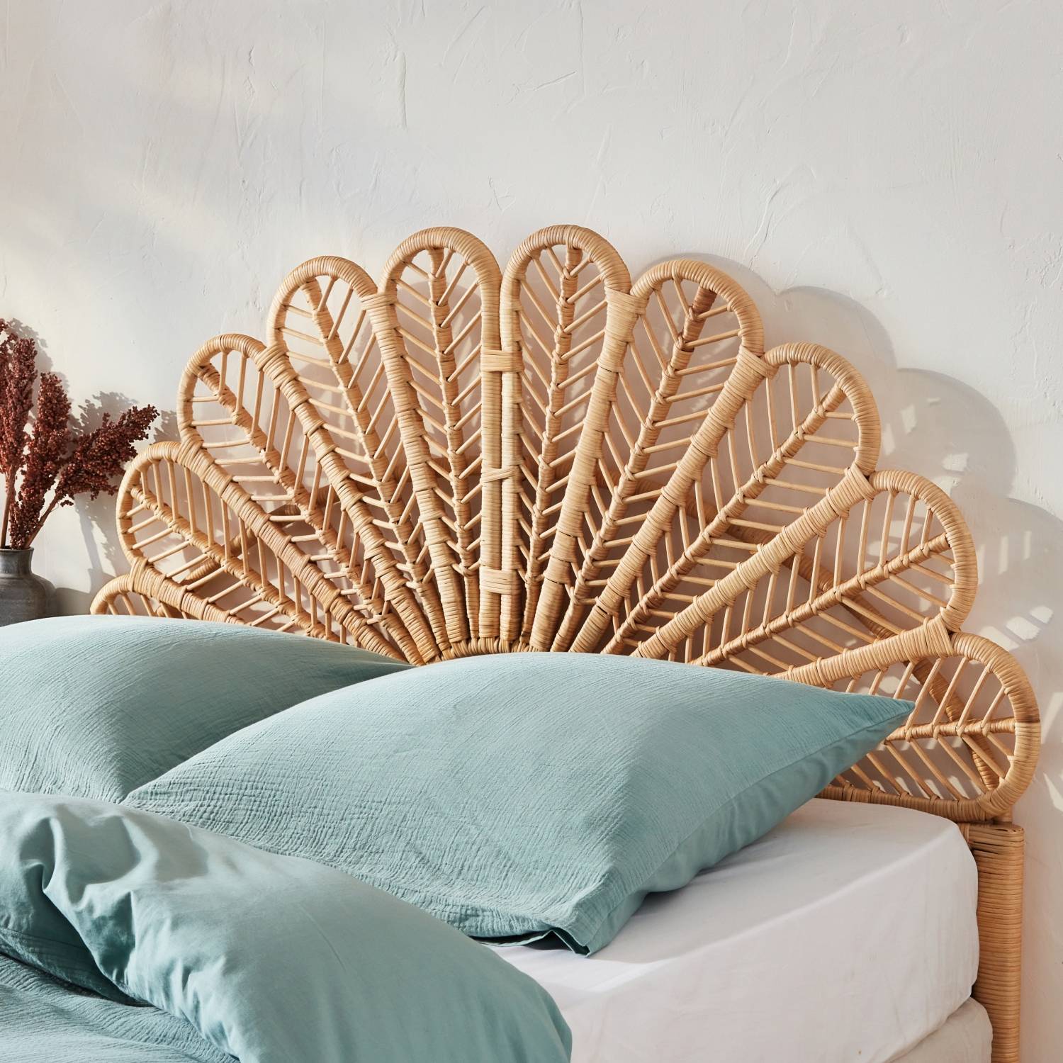 Tête de lit en rotin naturel  L 140 x P6 x H115cm | sweeek - Image 1