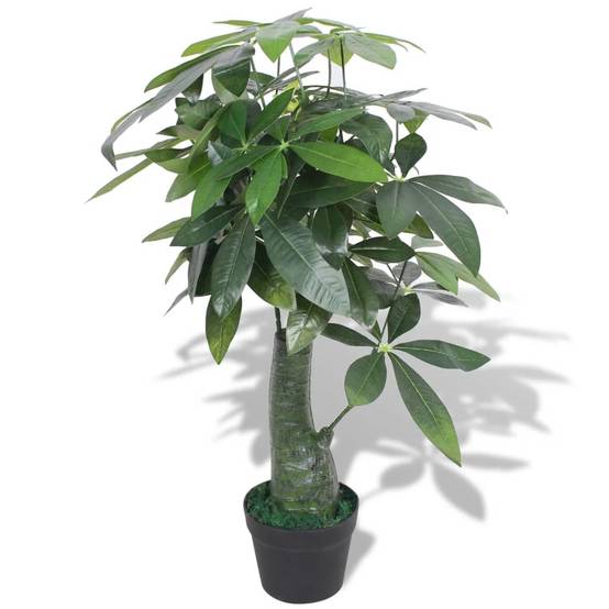Arbre de la fortune artificiel plastique et bois vert 16 x 16 x 85 cm - PANGIVO - Image 1