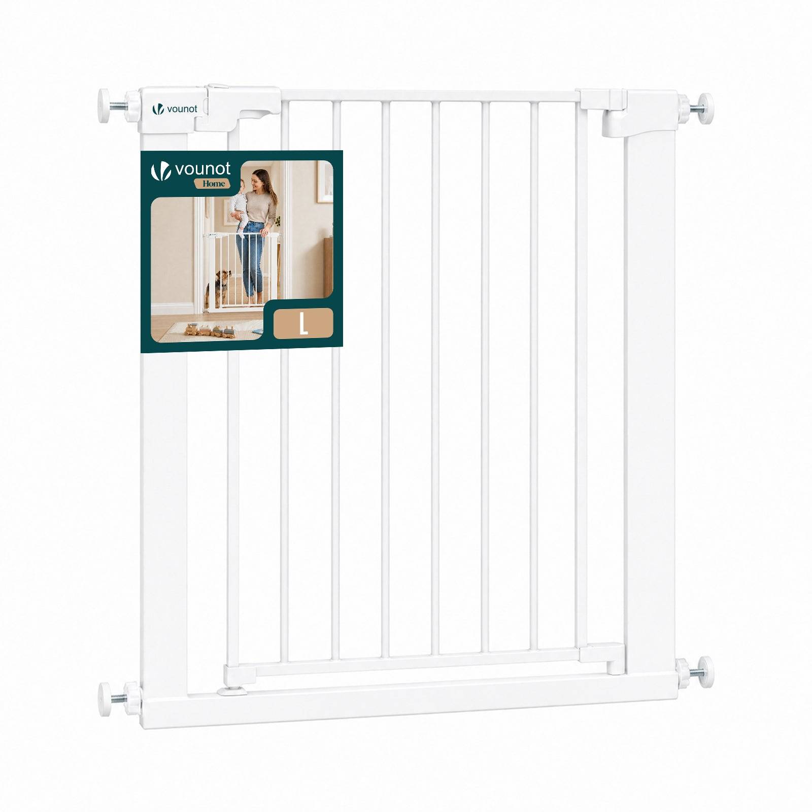 Vounot - Barriere de securite a pression sans percage Largeur 75-82cm Metal blanc